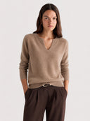 Women’s Cozy Wool V-Neck Sweater – Oversized Drop Shoulder Knit Pullover