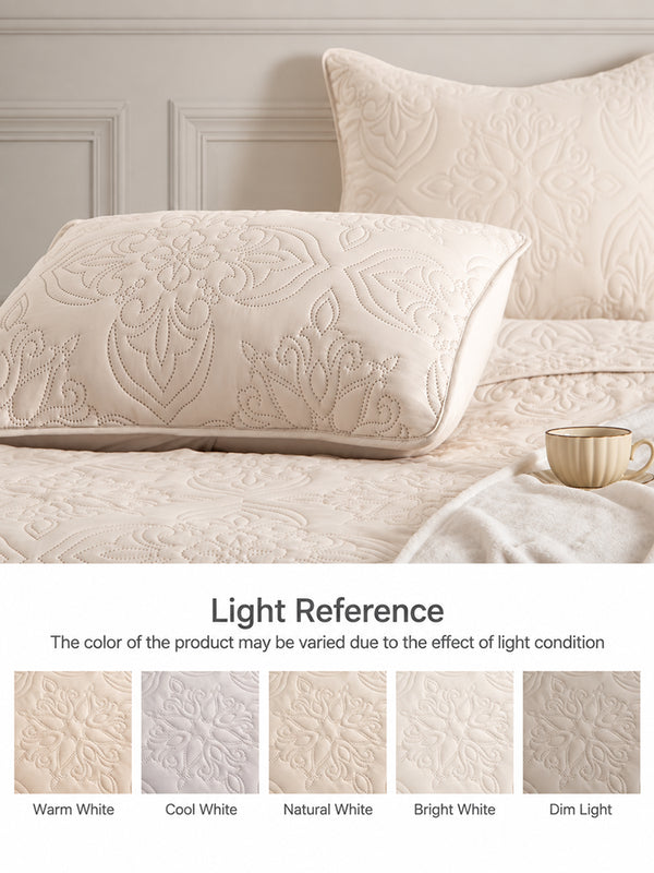 Vintage Damask Ultrasonic Quilted Bedding Set