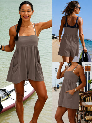 Square Casual Cami Off Shoulder Loose Sports Jumpsuit