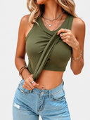 2-in-1 Ribbed Racerback Tank Top with Built-In Bra Support