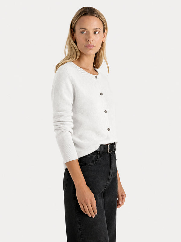 Women’s Classic Wool Cardigan – Soft Crew Neck Long Sleeve Knit Sweater