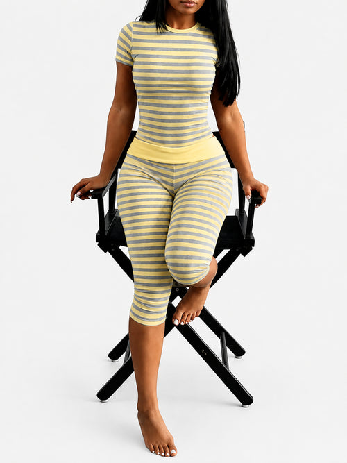 Women’s Chic & Versatile Striped Casual Two-Piece Set