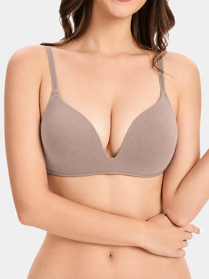 Women's Lightly Lined Wireless Plunge T-Shirt Bras (Buy 1 Get 3)