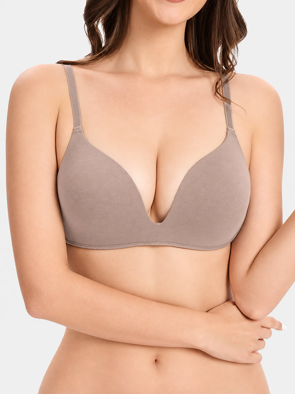 Women's Lightly Lined Wireless Plunge T-Shirt Bras (Buy 1 Get 3)