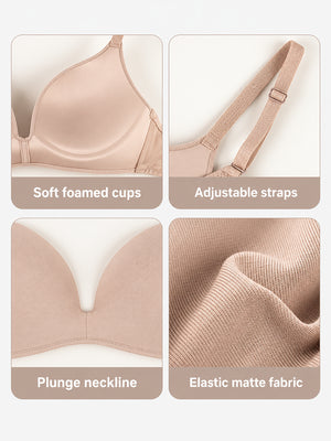 Women's Lightly Lined Wireless Plunge T-Shirt Bras (Buy 1 Get 3)