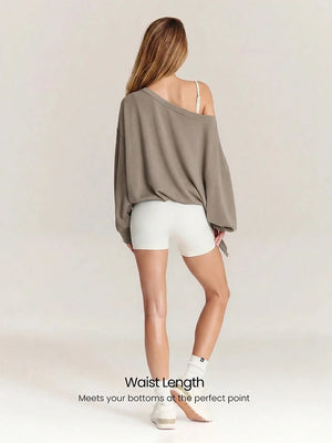 Ultra-Soft One-Shoulder Drawstring Pullover
