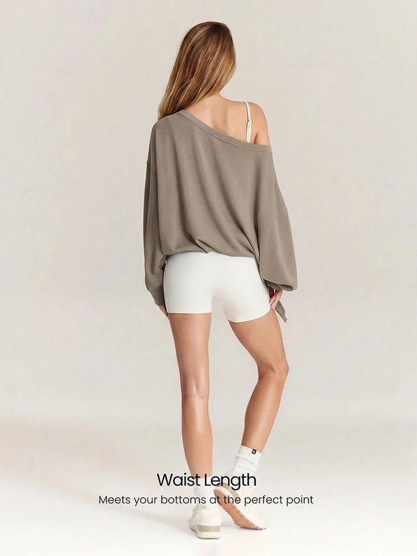 Ultra-Soft One-Shoulder Drawstring Pullover