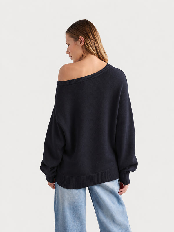 Women’s Relaxed Scoop Neck Drop Shoulder Sweater