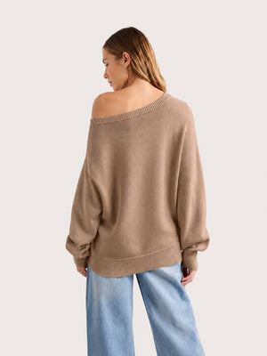 Women’s Relaxed Scoop Neck Drop Shoulder Sweater