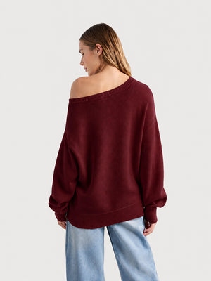 Women’s Relaxed Scoop Neck Drop Shoulder Sweater