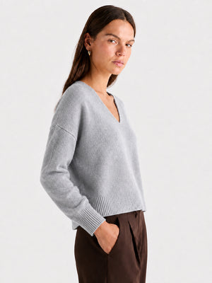Relaxed V-Neck Wool Sweater