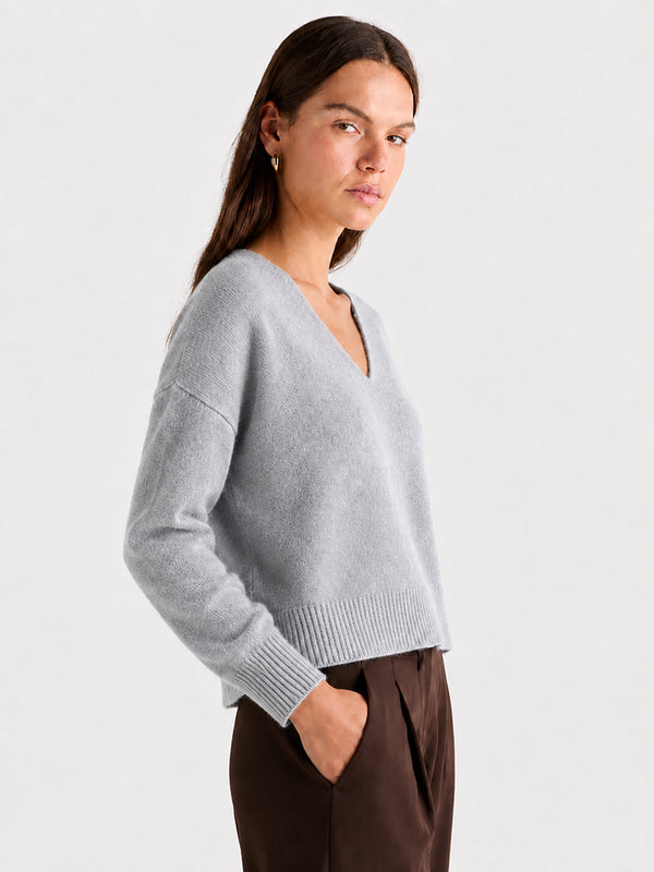 Relaxed V-Neck Wool Sweater