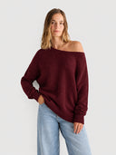 Women’s Relaxed Scoop Neck Drop Shoulder Sweater