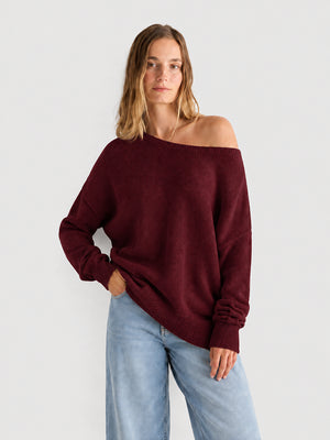 Women’s Relaxed Scoop Neck Drop Shoulder Sweater