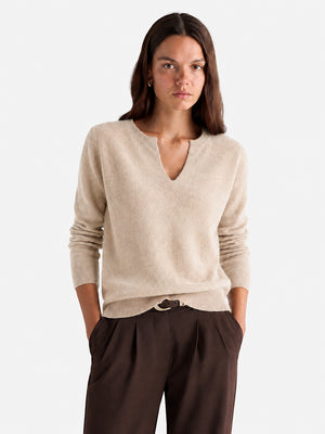 Women’s Cozy Wool V-Neck Sweater – Oversized Drop Shoulder Knit Pullover