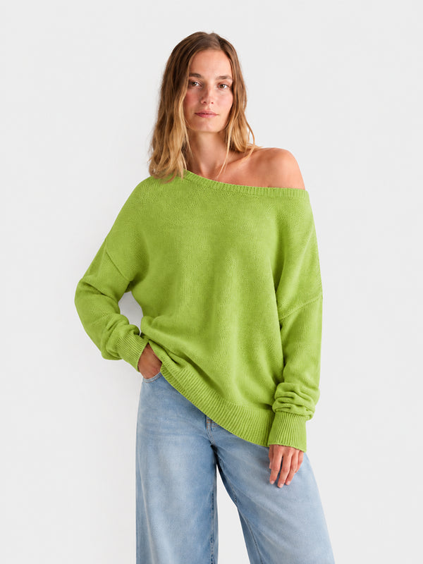 Women’s Relaxed Scoop Neck Drop Shoulder Sweater