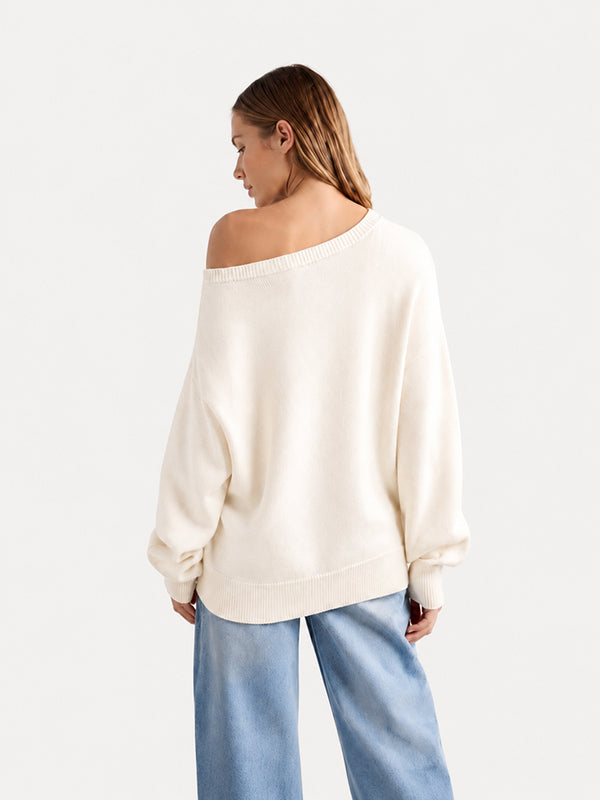 Women’s Relaxed Scoop Neck Drop Shoulder Sweater