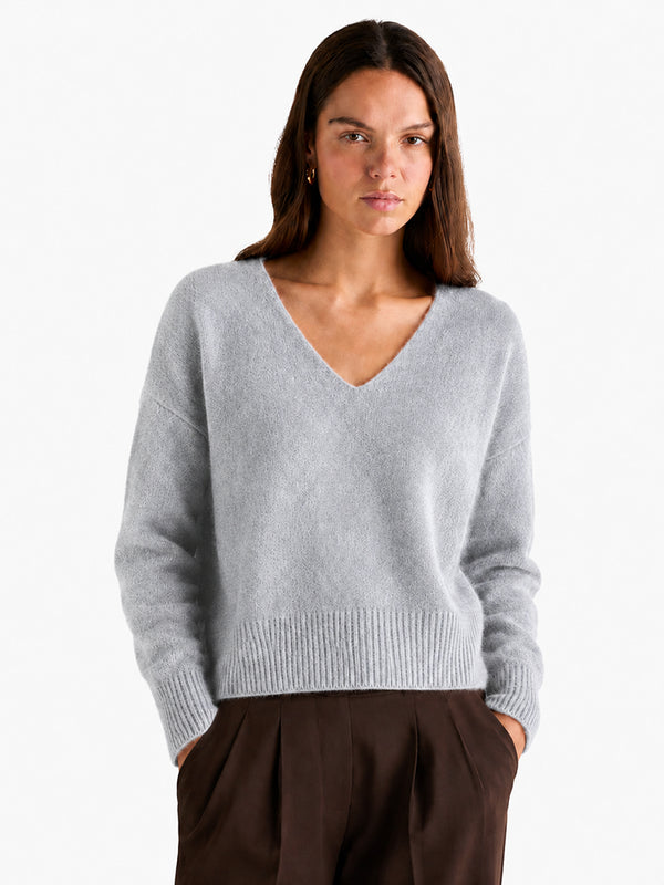 Relaxed V-Neck Wool Sweater