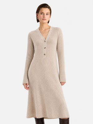 The Soft Wool V-Neck Knit Dress