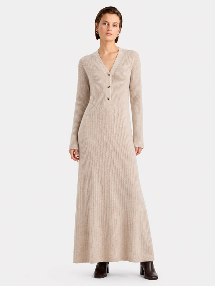 The Soft Wool V-Neck Knit Dress