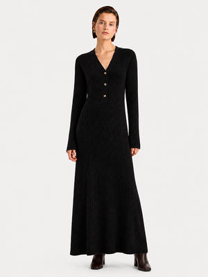 The Soft Wool V-Neck Knit Dress