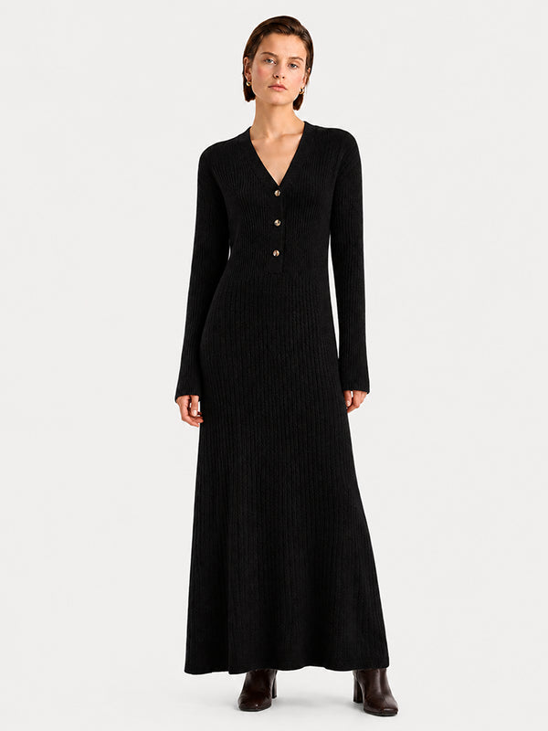 The Soft Wool V-Neck Knit Dress