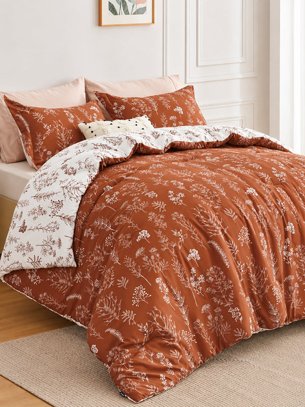 3-Piece Botanical Floral Reversible Comforter Set