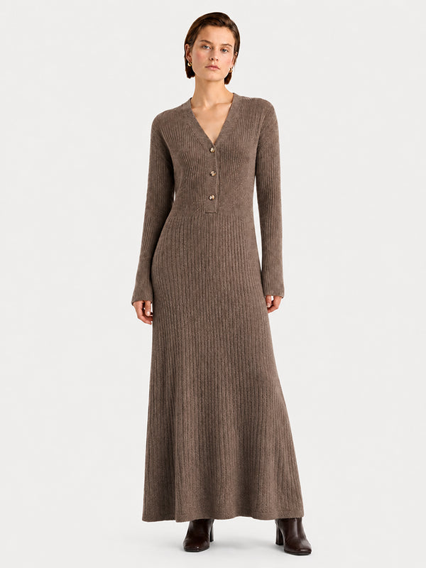 The Soft Wool V-Neck Knit Dress