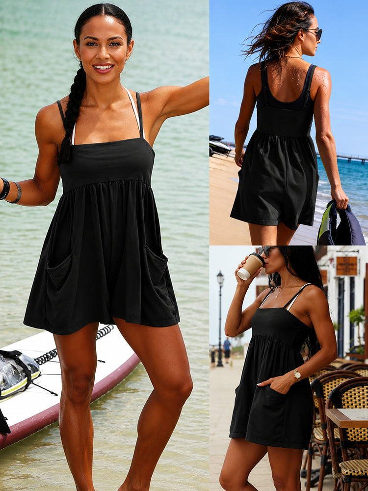 Square Casual Cami Off Shoulder Loose Sports Jumpsuit
