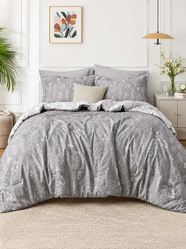 3-Piece Botanical Floral Reversible Comforter Set