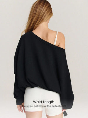 Ultra-Soft One-Shoulder Drawstring Pullover
