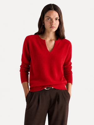 Women’s Cozy Wool V-Neck Sweater – Oversized Drop Shoulder Knit Pullover