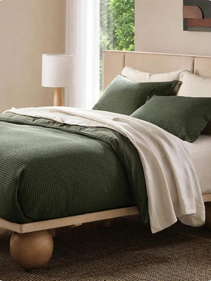 3-Piece 100% Cotton Waffle Duvet Cover Set – Breathable Comfort, All-Season Use