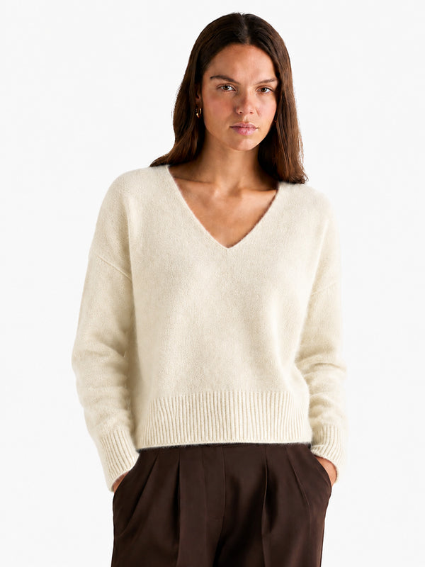 Relaxed V-Neck Wool Sweater