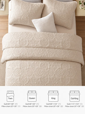Vintage Damask Ultrasonic Quilted Bedding Set