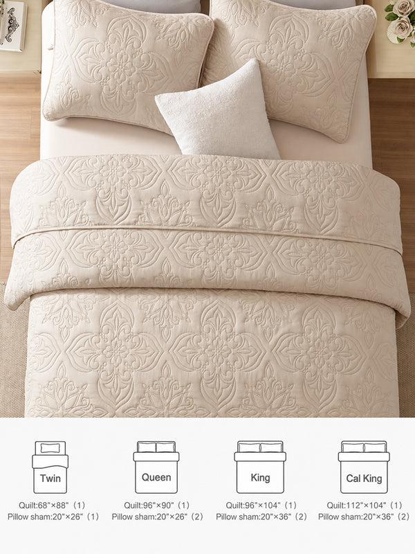Vintage Damask Ultrasonic Quilted Bedding Set