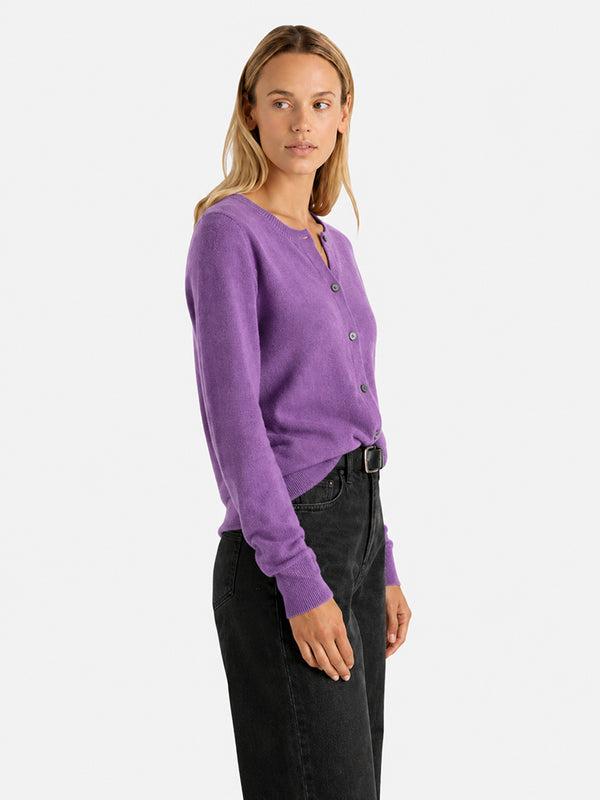 Women’s Classic Wool Cardigan – Soft Crew Neck Long Sleeve Knit Sweater