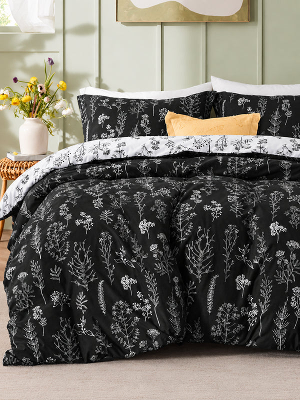 3-Piece Botanical Floral Reversible Comforter Set
