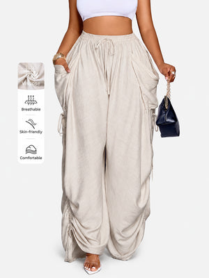 Everyday Ruched Wide-Leg Pants