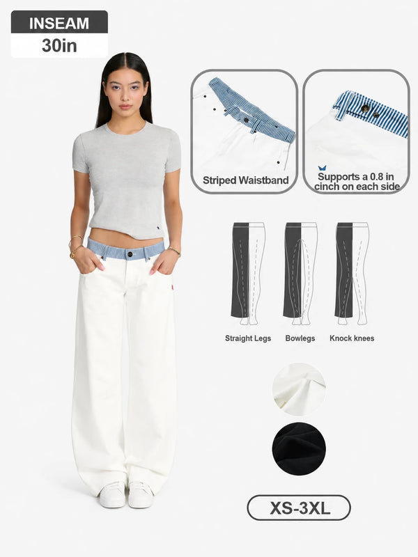 Adjustable Low-Rise Barrel Jeans