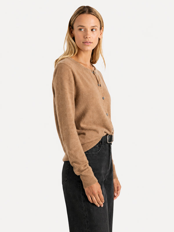 Women’s Classic Wool Cardigan – Soft Crew Neck Long Sleeve Knit Sweater