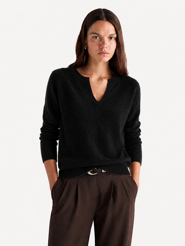 Women’s Cozy Wool V-Neck Sweater – Oversized Drop Shoulder Knit Pullover