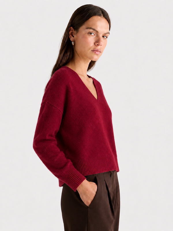 Relaxed V-Neck Wool Sweater