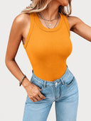2-in-1 Ribbed Racerback Tank Top with Built-In Bra Support
