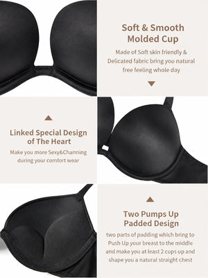 Deep V Push Up T-Shirt Bra – Seamless Padded Everyday Bra with Natural Lift & Comfortable Support