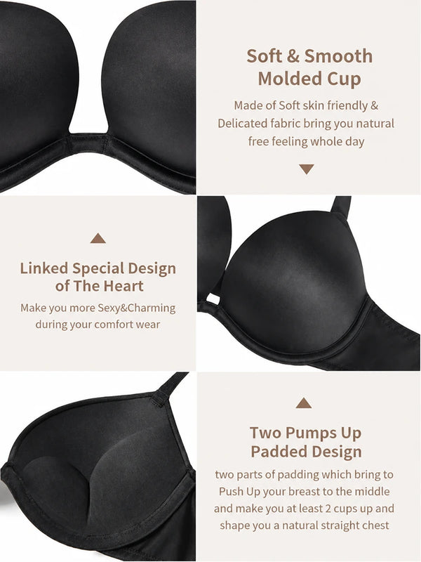 Deep V Push Up T-Shirt Bra – Seamless Padded Everyday Bra with Natural Lift & Comfortable Support