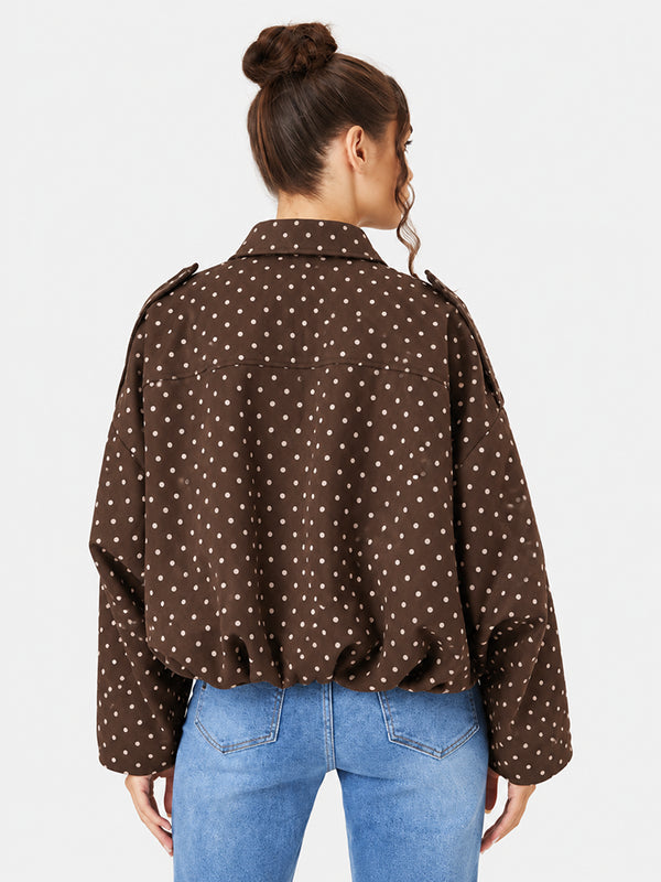 Women's Vintage Collared Zip Up Jacket Oversized Casual Outerwear