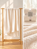 Thick Solid Color Flannel Waffle Coral Fleece Sofa Blanket