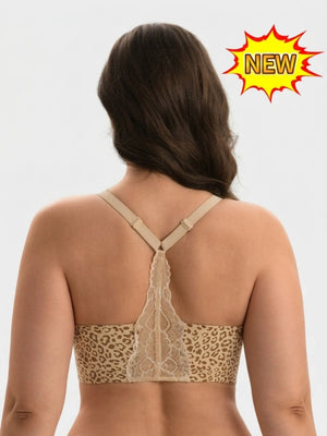 Lace Racerback Wireless Push-Up Deep V Jelly Bra