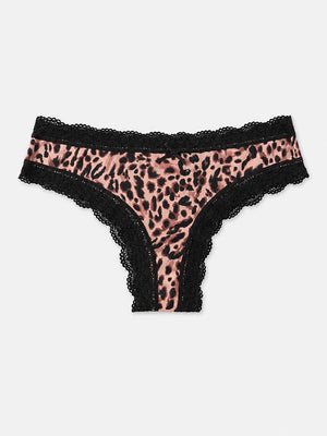 7-Pack Leopard Lace Thong Panties for Women – Sexy Low Rise Breathable Underwear with Romantic Bow Detail, Soft Stretch Everyday Comfort